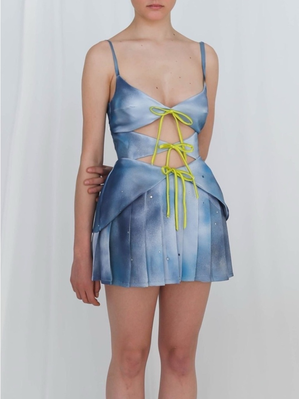 Lirika Matoshi blue satin silk Chibi moon dress size M medium